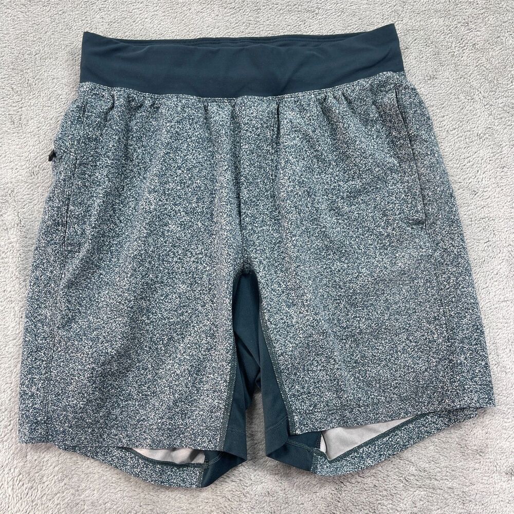 Lululemon Athletic Shorts Men S Teal White Surge Short 6" Liner Static Print